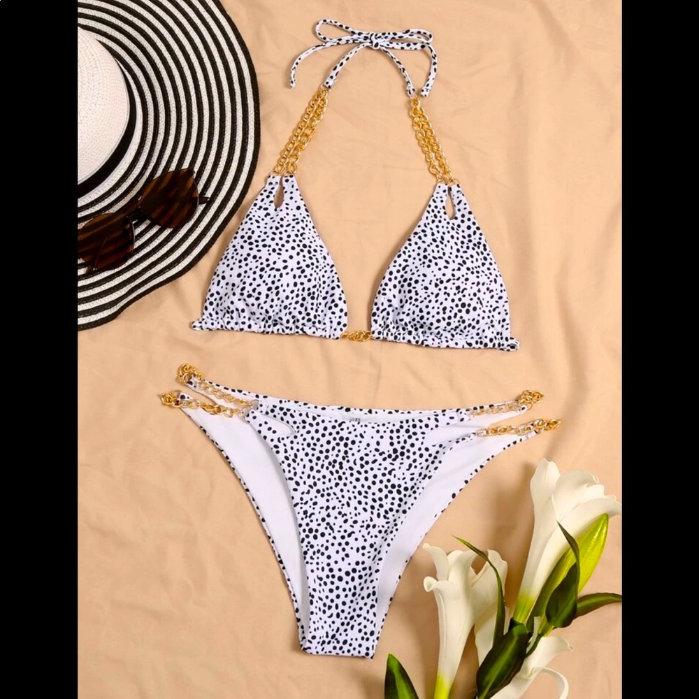 Dalmatian triangle chain linked bikini